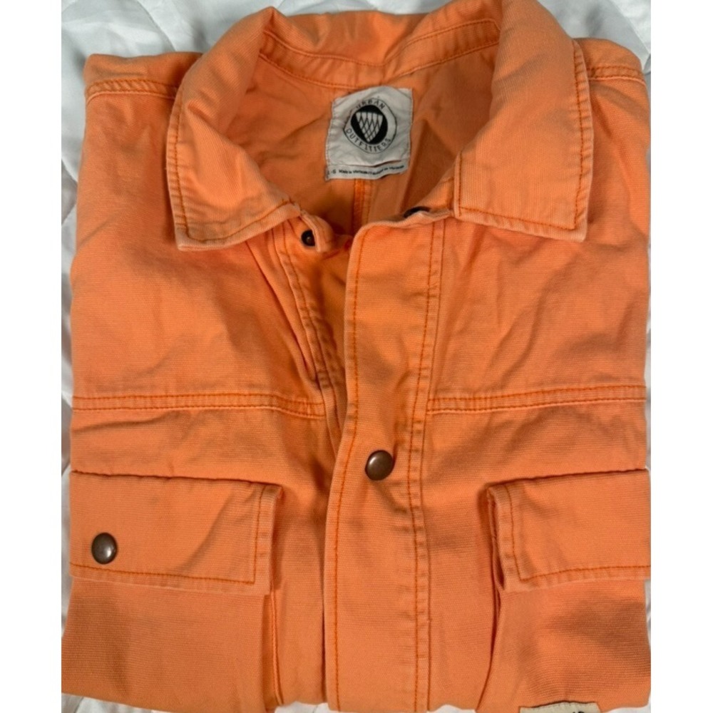 RARE Urban Outfitters Orange Derek Snap Button Utility Jacket Womens Large